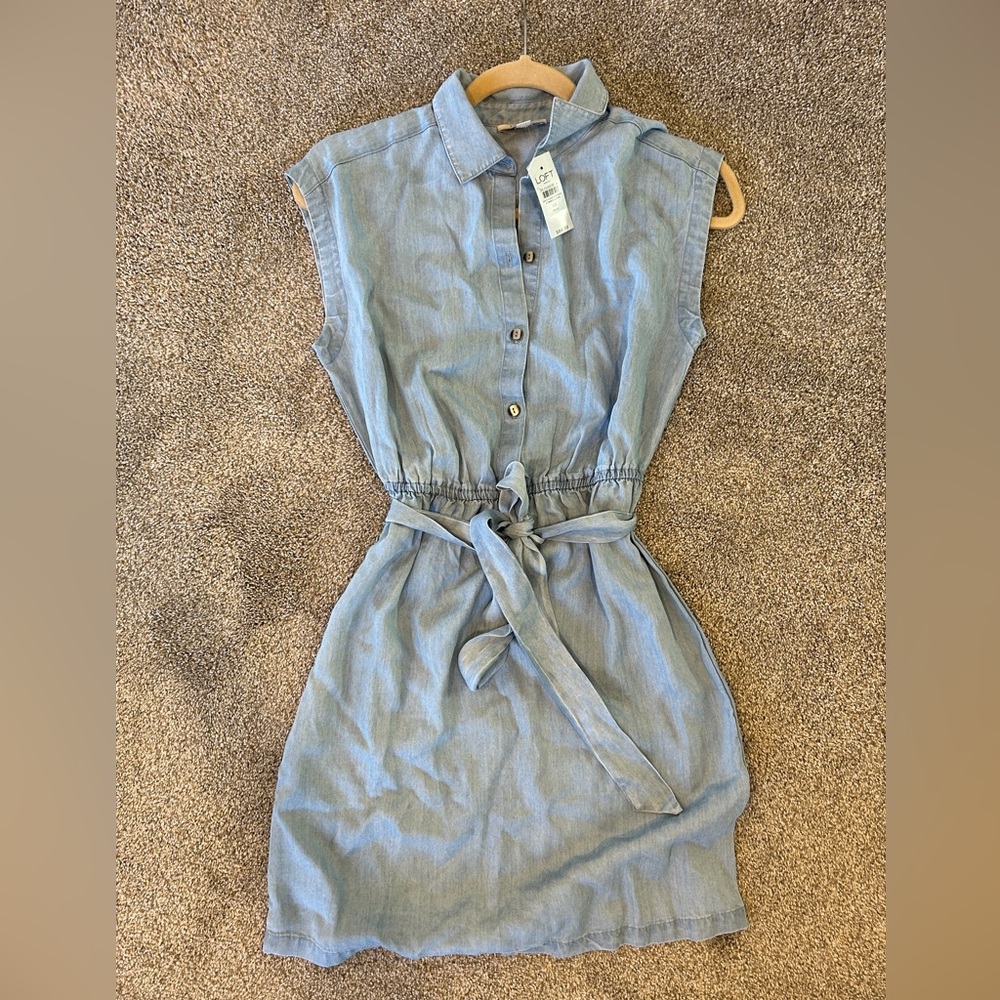 Loft Sleeveless Blue Denim Dress- NWT